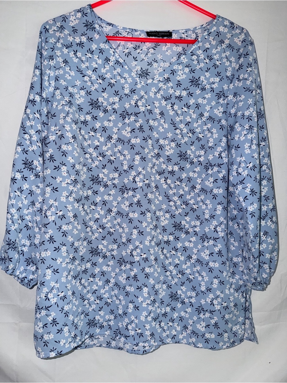 Mario Serrani Light Blue Floral V-Neck Top